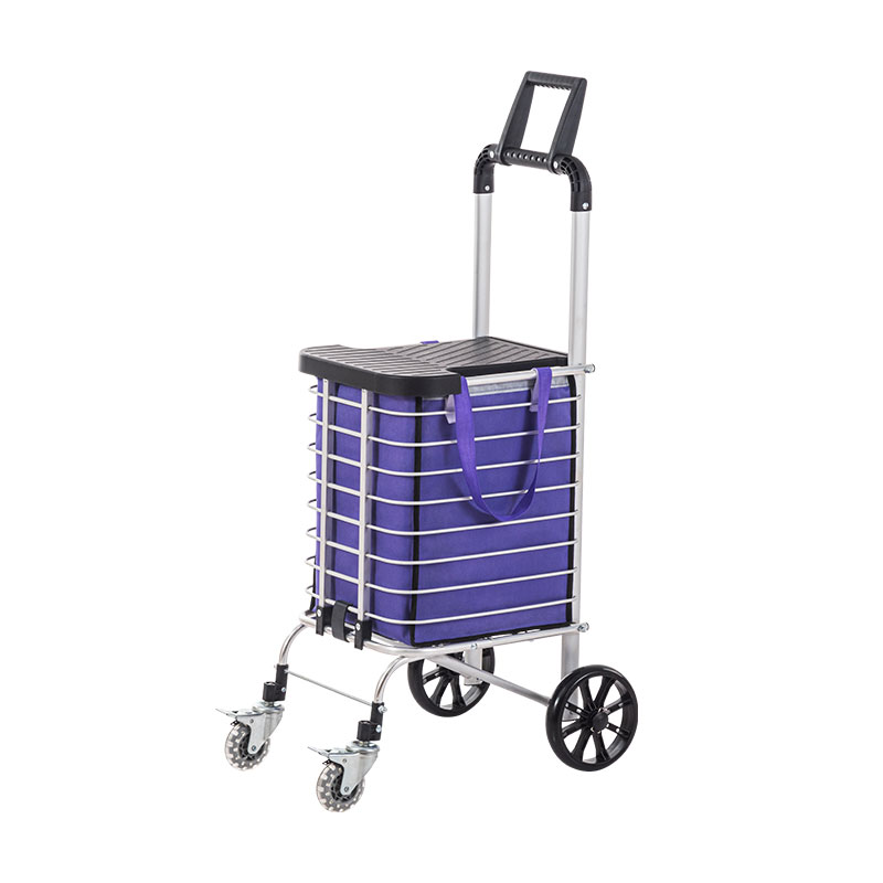 Kodia 4 miforitra Aluminum Alloy Shopping Trolley Cart misy kitapo